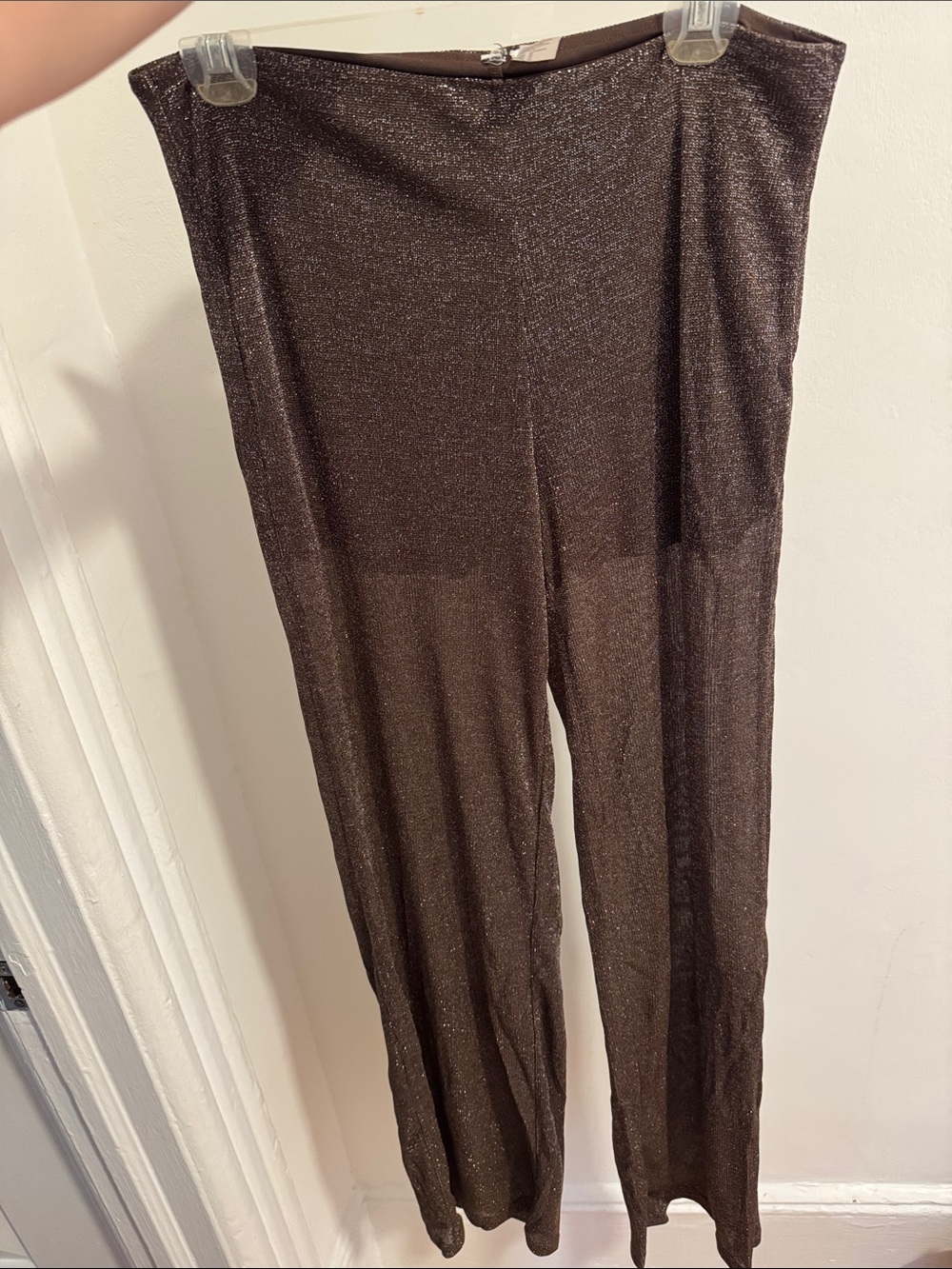 H&M Metallic Brown Wide-Leg Sparkle Pants